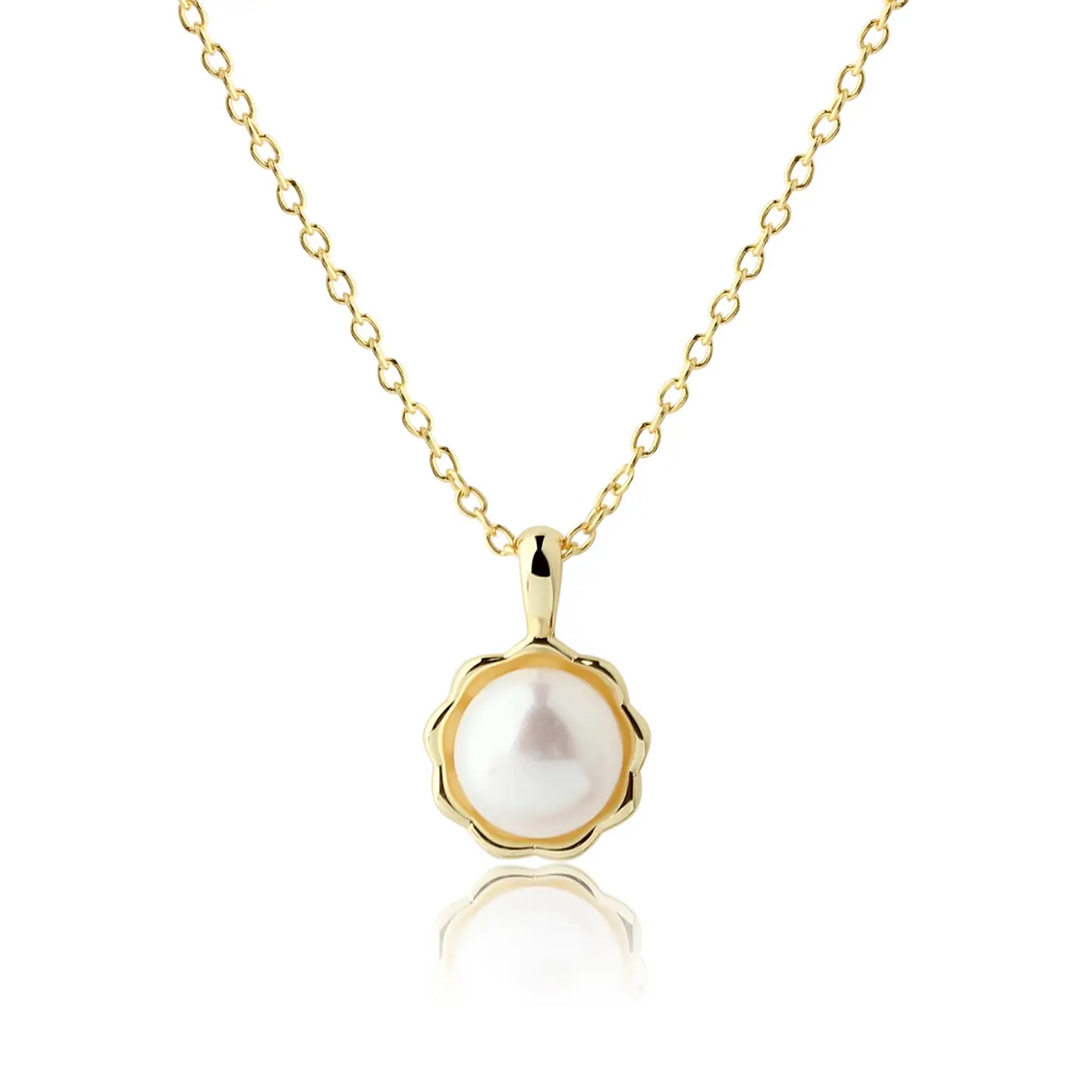 Girls 14K Gold-Plated White Pearl Necklace For Toddler, Kids