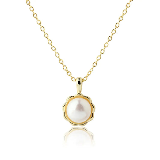 Girls 14K Gold-Plated White Pearl Necklace For Toddler, Kids