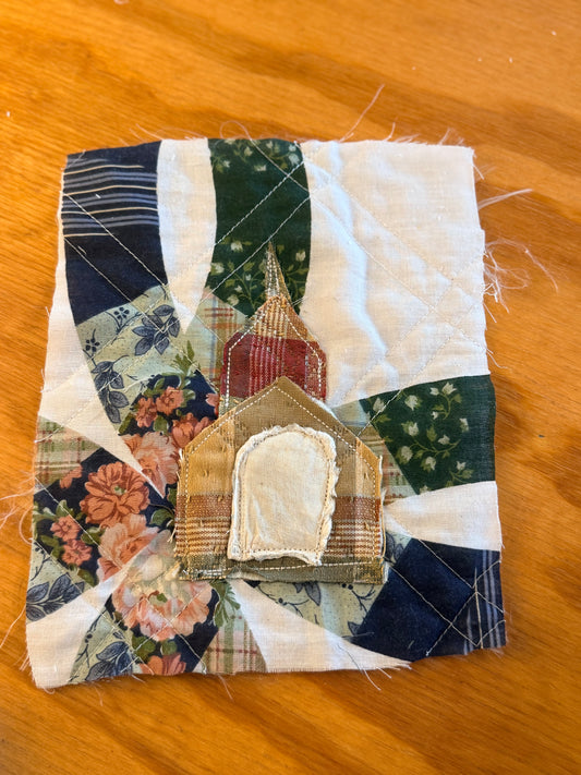Unframed 8x10 Church Vintage Quilt Piece 14