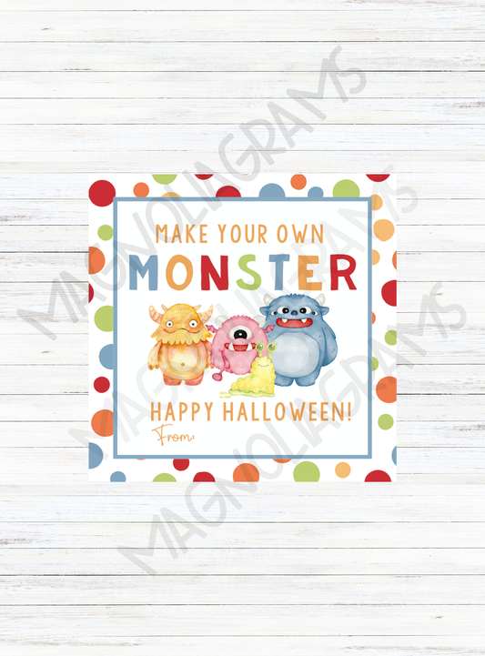 BOY MONSTER GOODIE BAG TAG