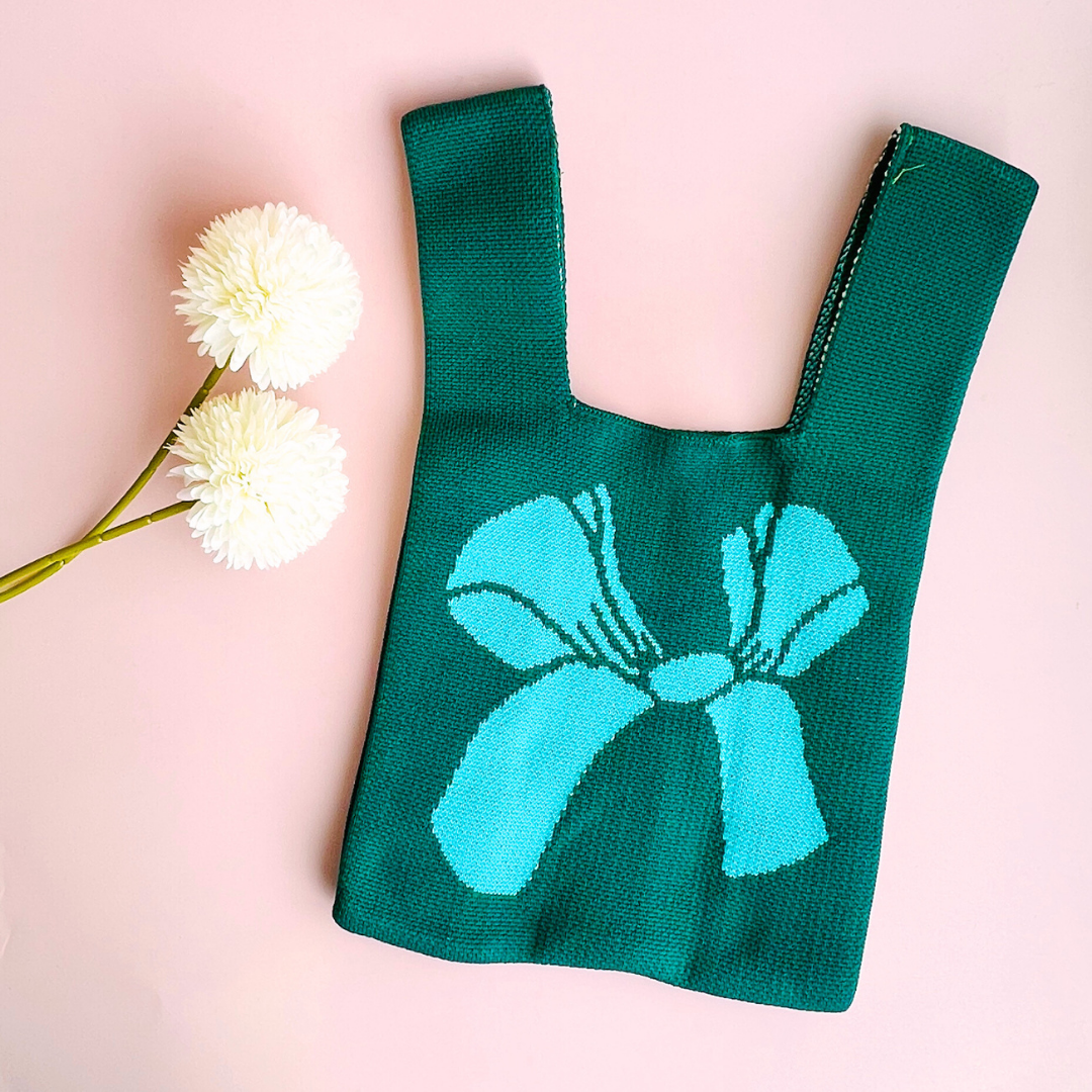 Woven Bow Bag | Korean Bag | Small Accessory and Book Tote