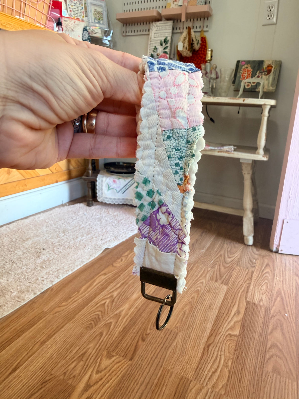 Vintage Quilt Keychain Wristlet