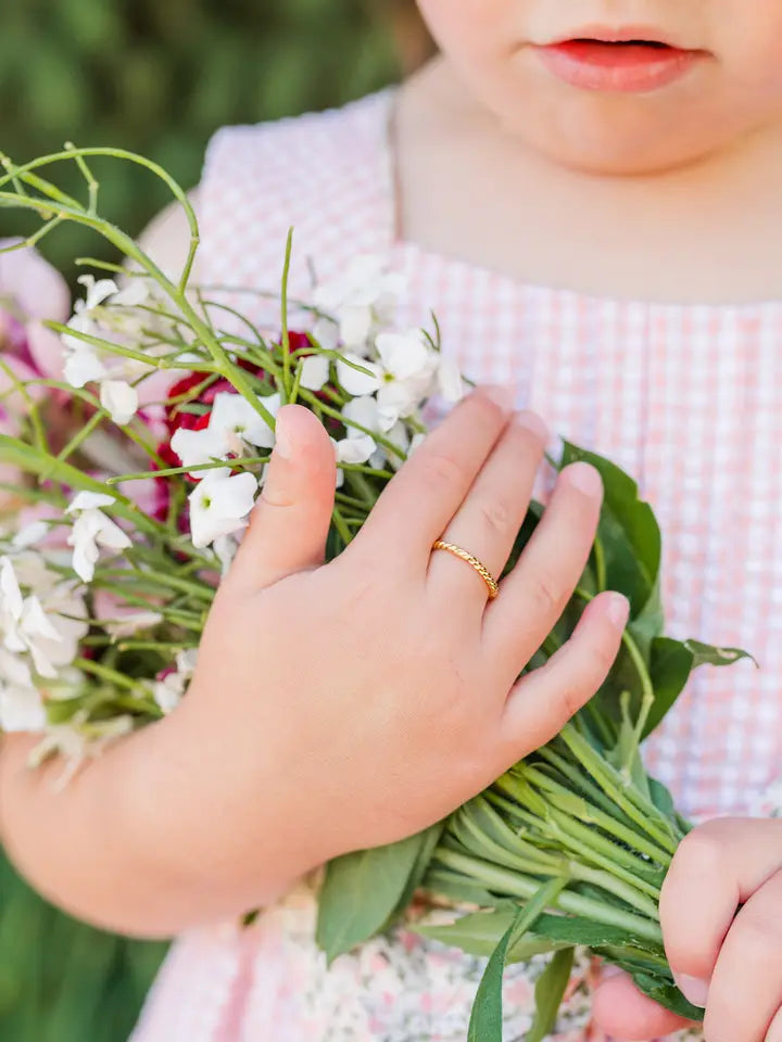 Gold-Plated Baby Ring, Twisted Band Kids Ring Stackable Ring