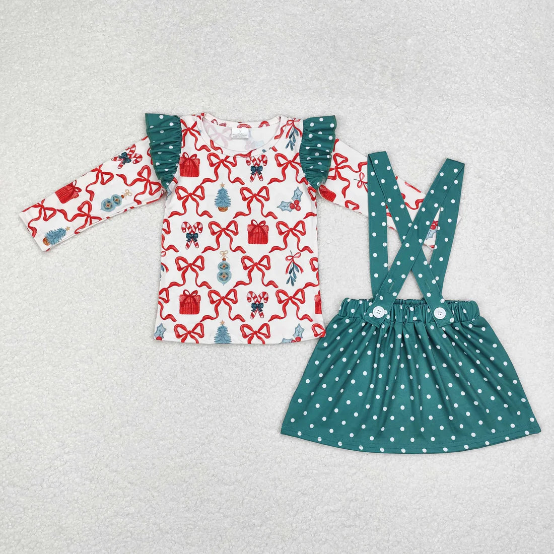 GLD0617 Christmas bow skirt set