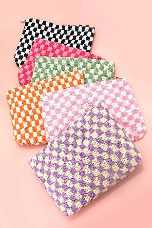 TRAVEL CHECKER MAKEUP COSMETIC POUCH BAG | 40P528
