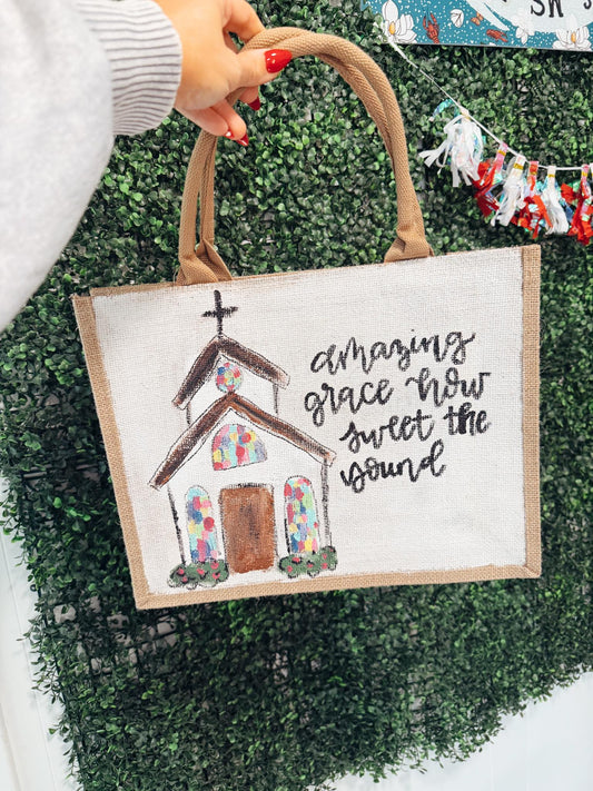 Amazing Grace Jute Tote
