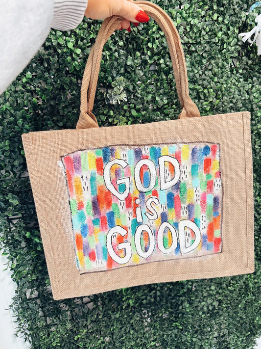 God is Good Jute Tote
