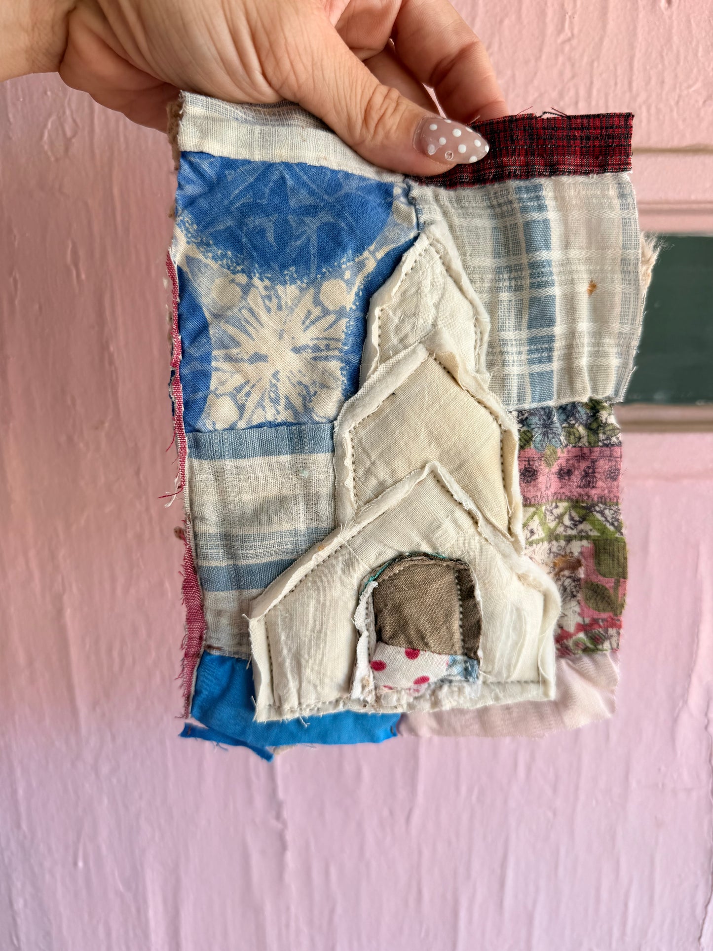 Unframed 5x7 Church Vintage Quilt Piece 16