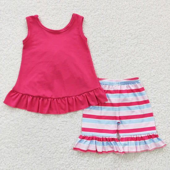 GSSO0209 Girls Rose Red Striped