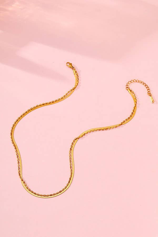 TITANIUM  STEEL NON-TARNISH DOUBLE CHAIN NECKLACE | 40NK342