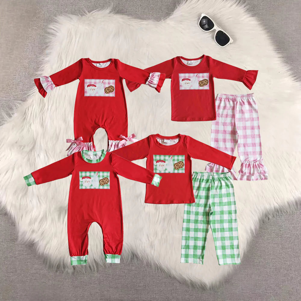 Green Plaid Santa and Cookies Matching