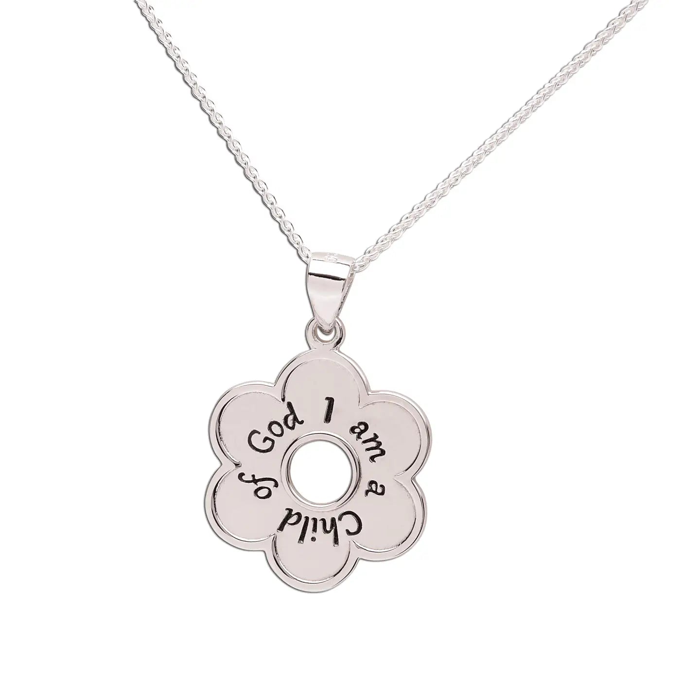I Am A Child of God Necklace with Daisy For Girls & Kids
