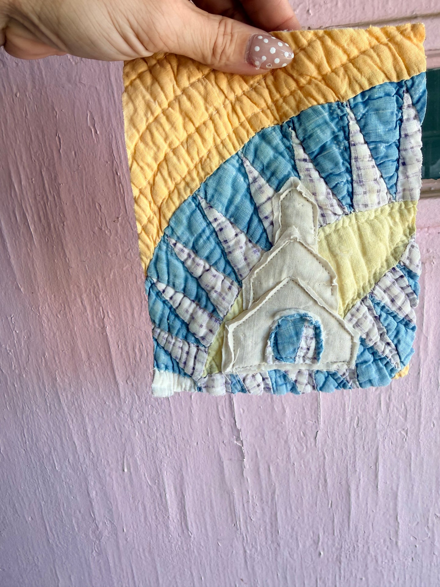 Unframed 5x7 Church Vintage Quilt Piece 14