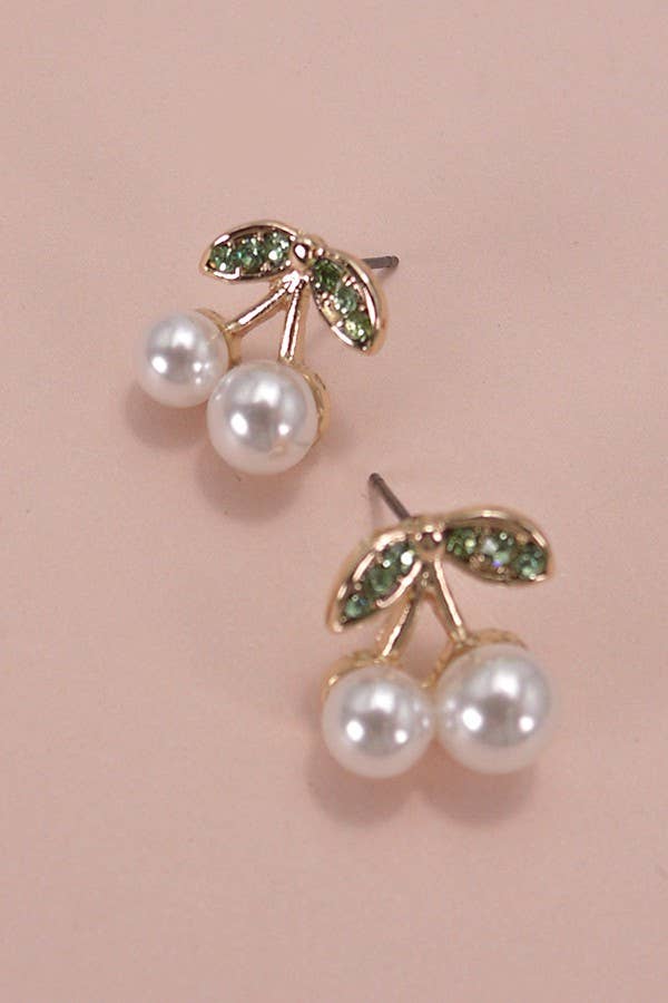 CHERRY PEARL RHINSTONE EARRINGS | 80E5357