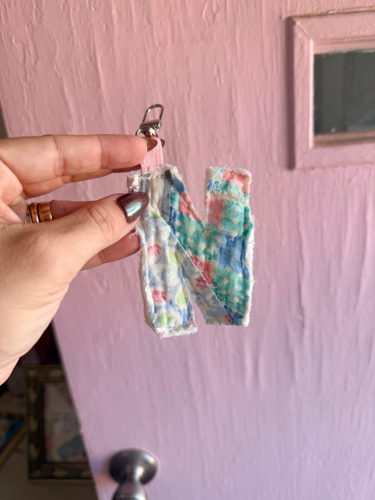 Vintage Quilt Initial Keychains-- More Options in Product Listing