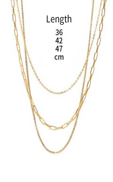 18K STAINLESS STEEL TARNISH FREE LAYERED NECKLACE | 40NK346