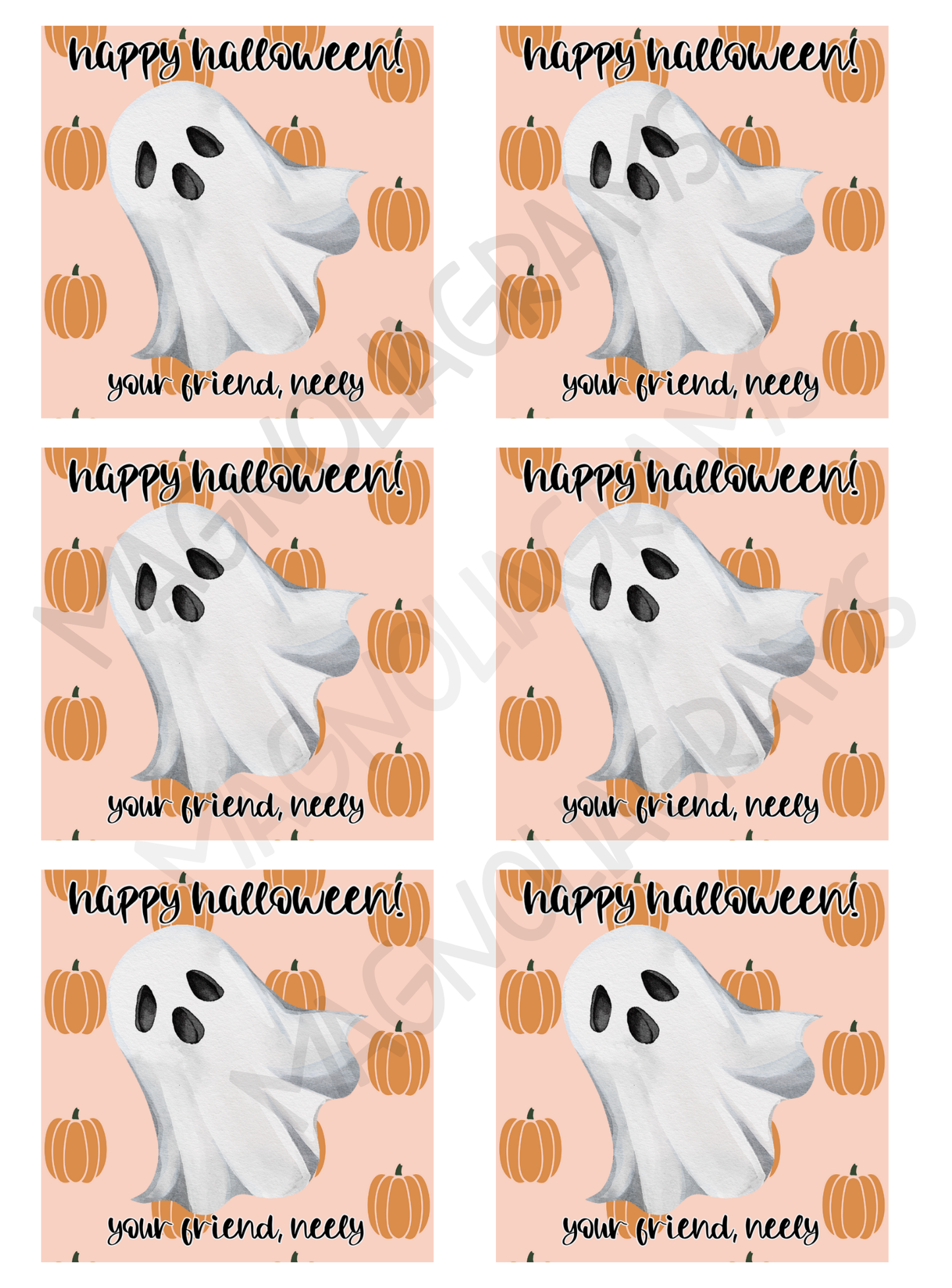 PUMPKIN GHOST GOODY BAG TAG