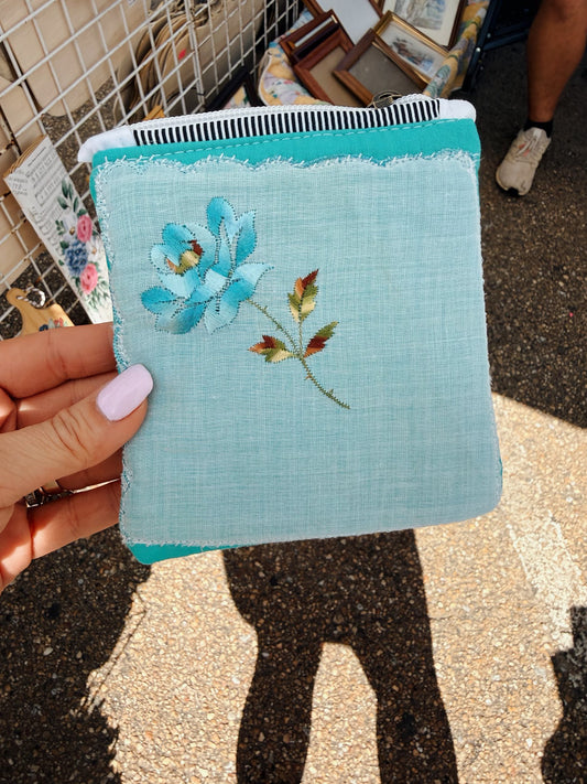 Handkerchief Zip- Blue Rose