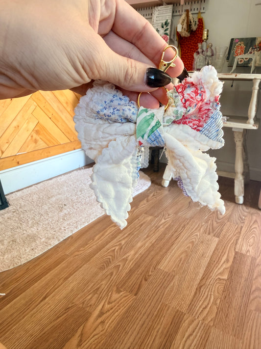 Vintage Quilt Bow Bag Charm
