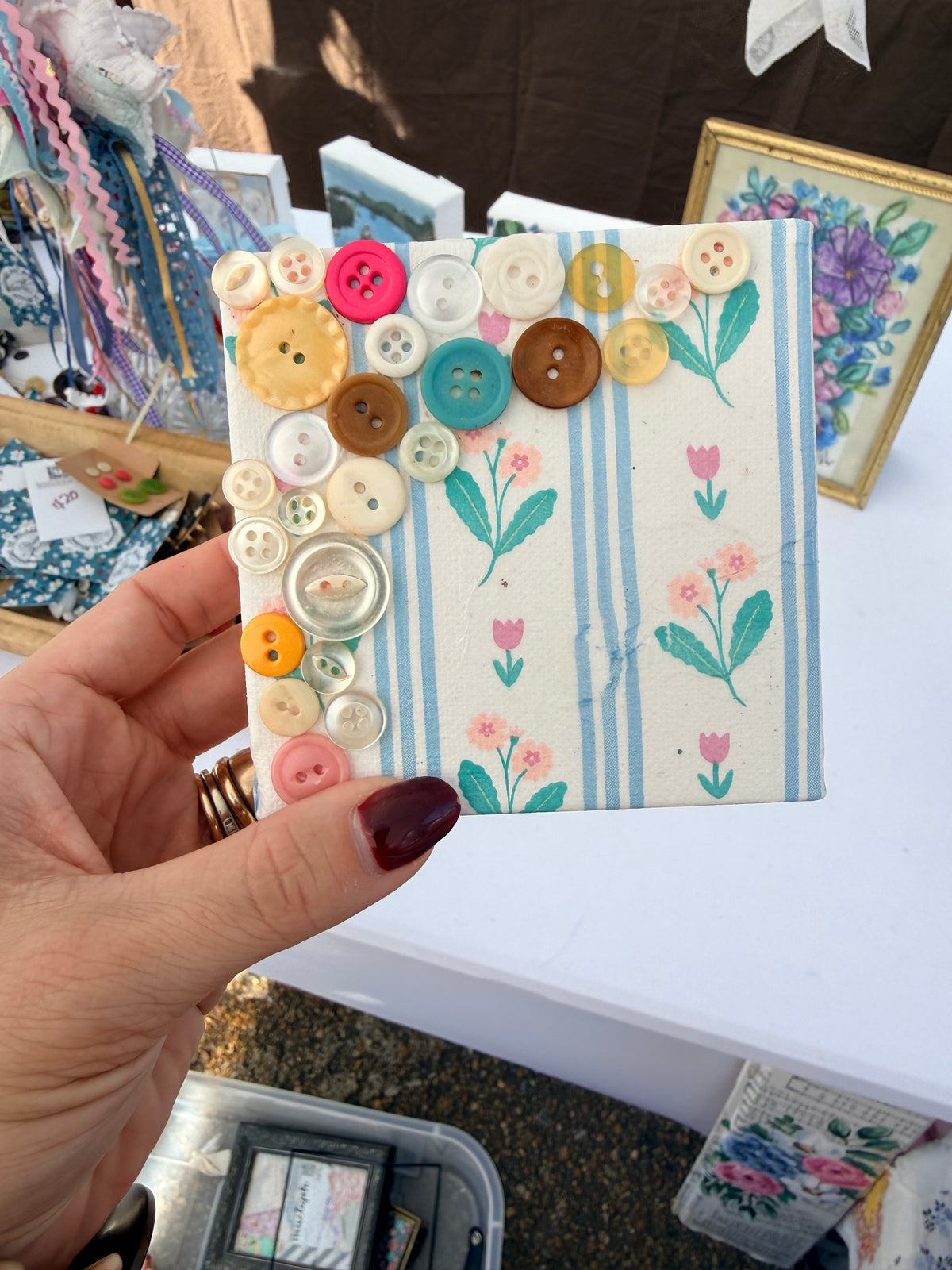 Vintage Button Art Piece