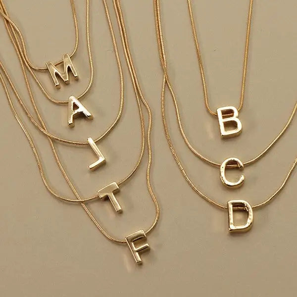 Delicate Snake Chain Initial Pendant Necklace