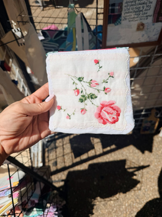 Handkerchief Zip- Rose Emb.