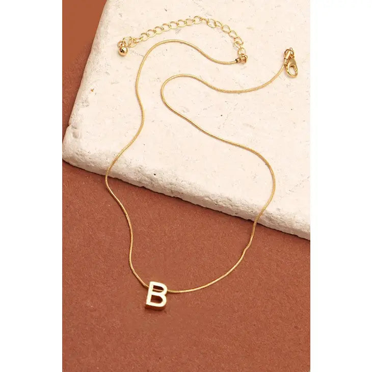 Delicate Snake Chain Initial Pendant Necklace