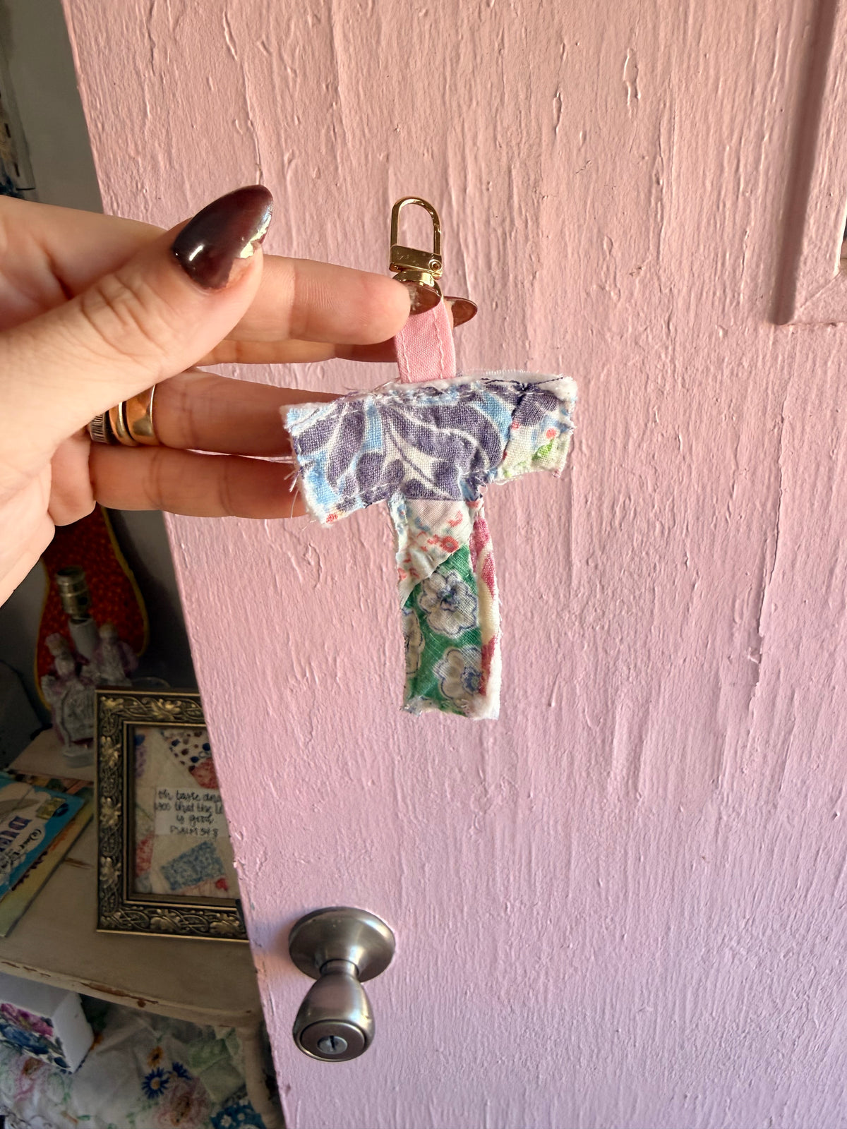 Vintage Quilt Initial Keychains-- More Options in Product Listing