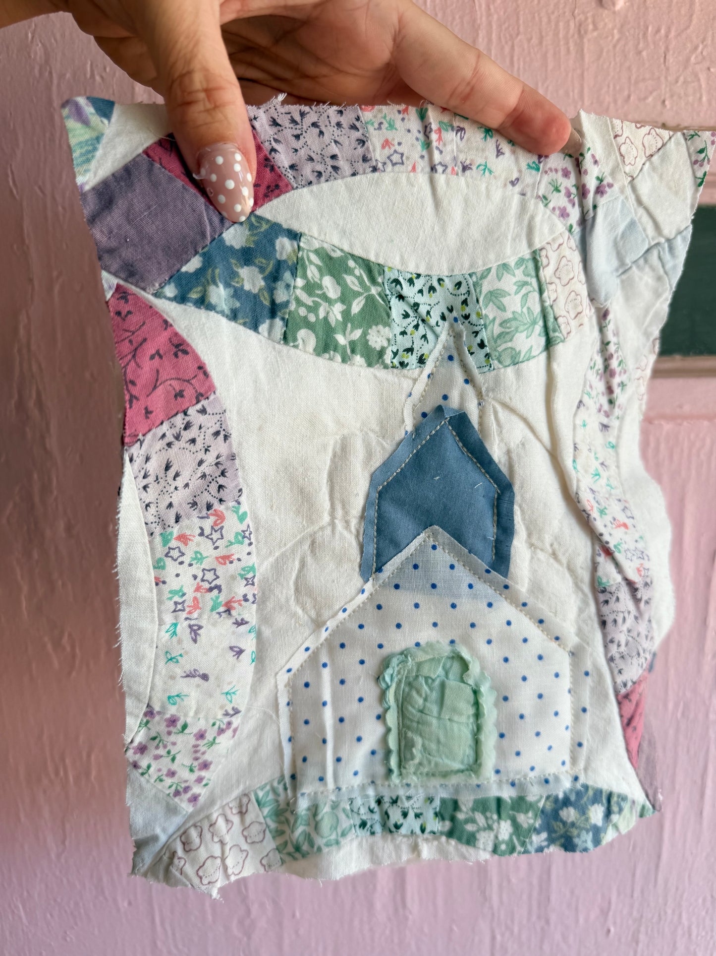 Unframed 8x10 Church Vintage Quilt Piece 12
