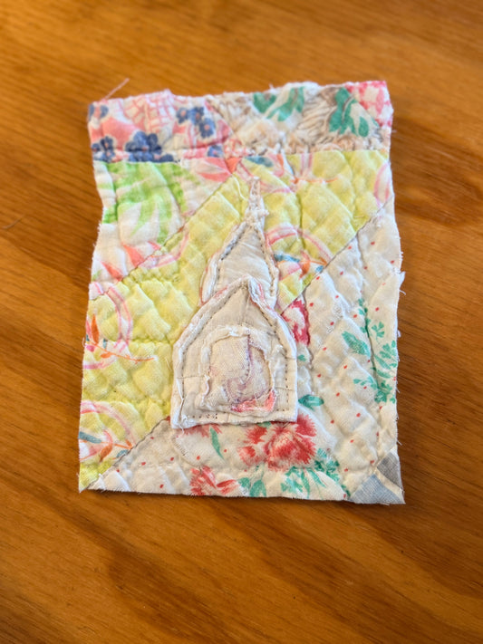 Unframed 5x7 Church Vintage Quilt Piece 22