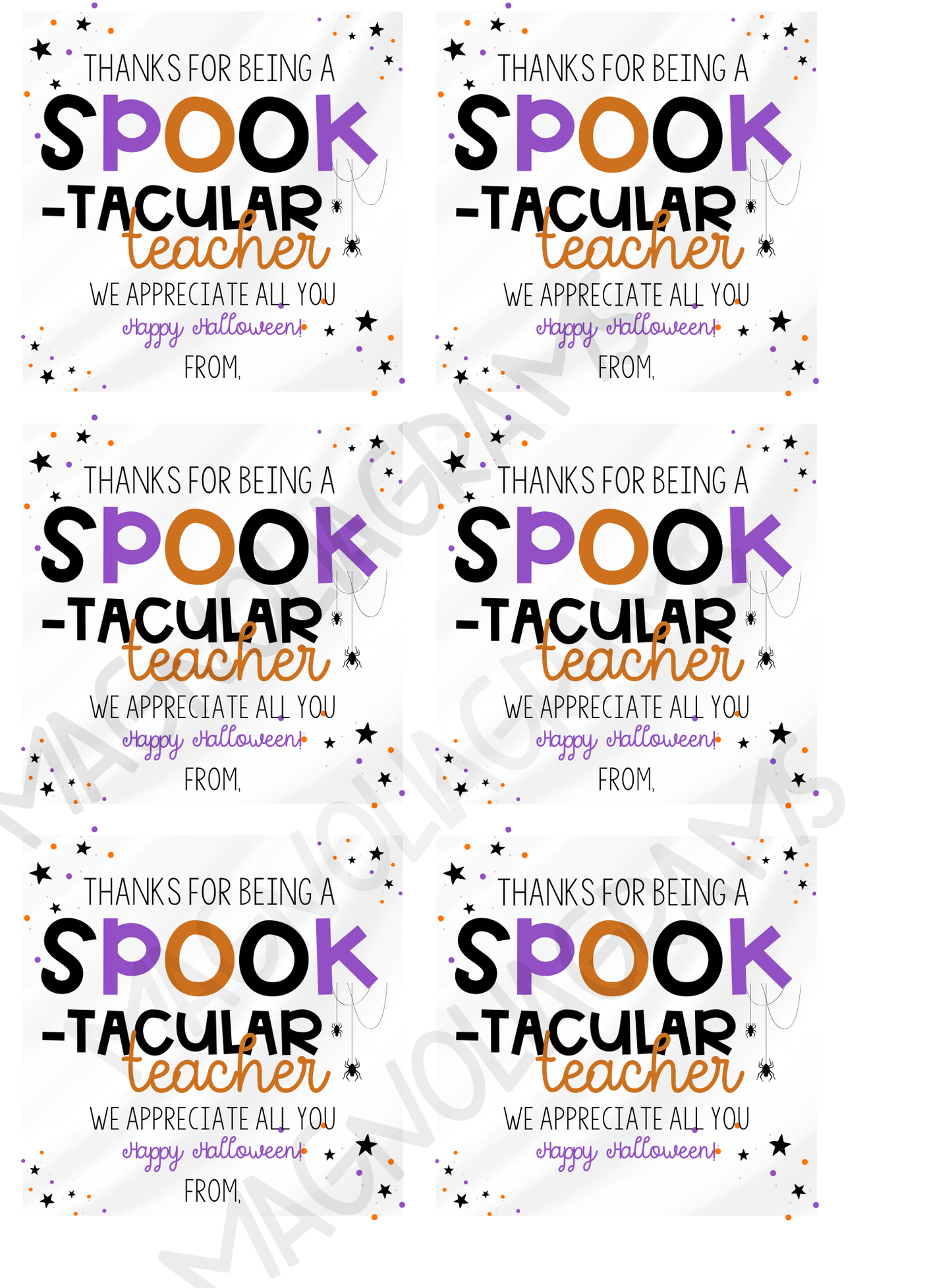 SPOOKTACULAR TEACHER GOODY BAG TAG