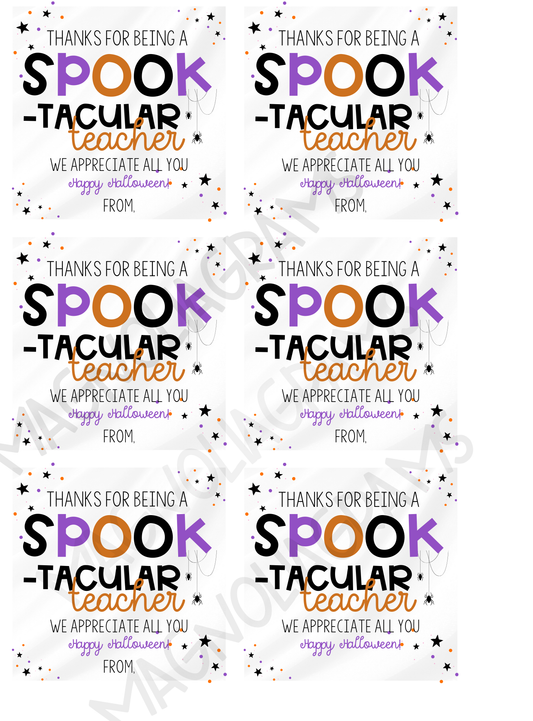 SPOOKTACULAR TEACHER GOODY BAG TAG