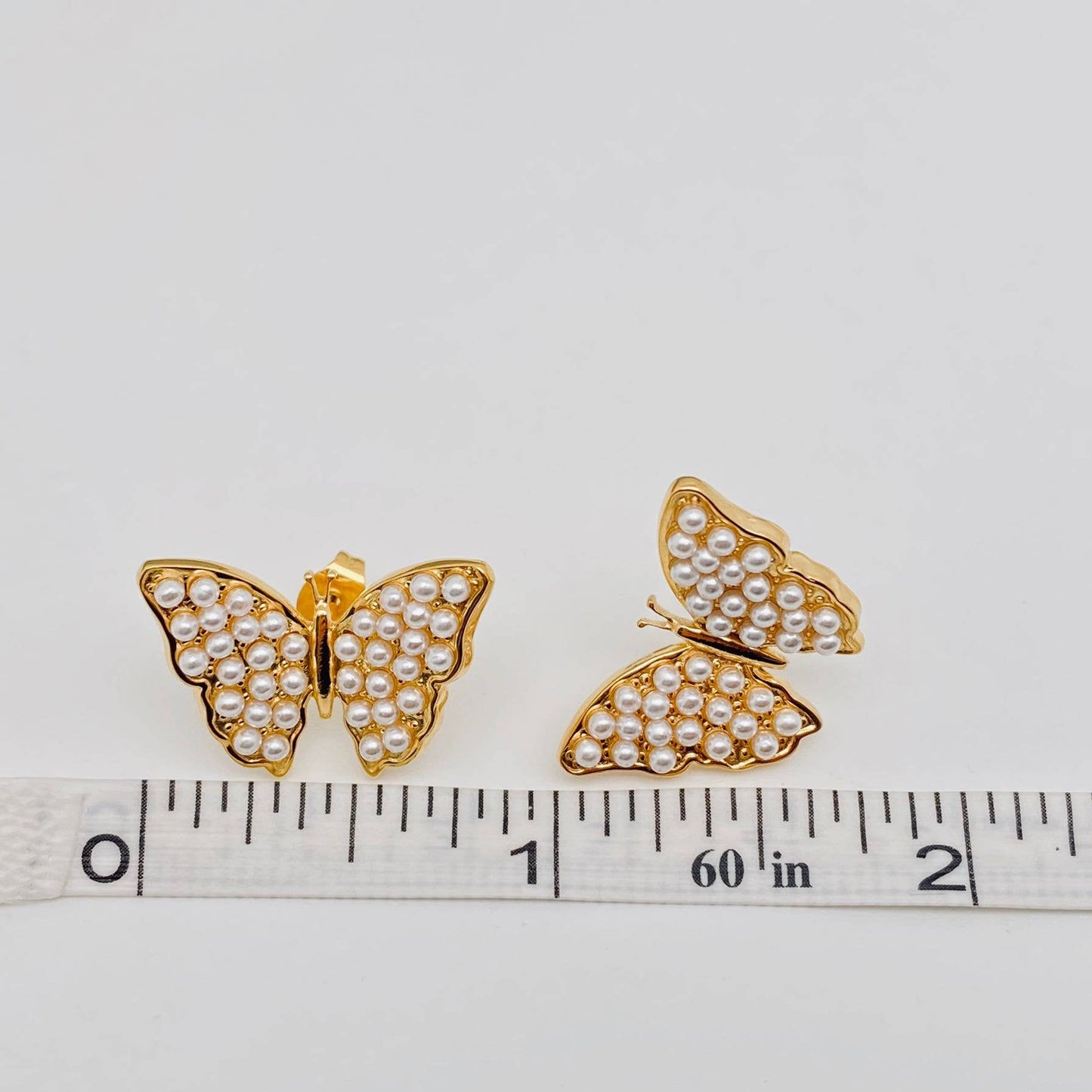 Pearl Butterfly 18K Gold Plated Stainless Steel Ear Studs
