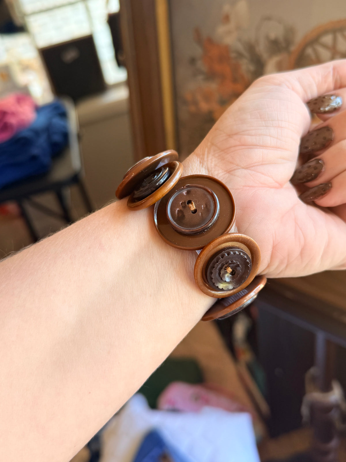 Vintage Button Bracelet- Cedar Chest