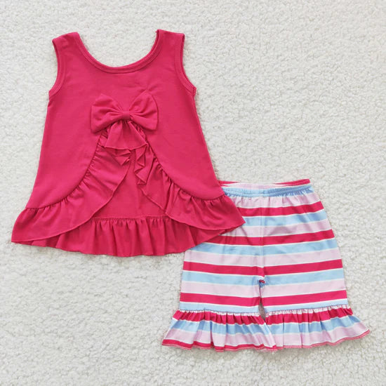 GSSO0209 Girls Rose Red Striped