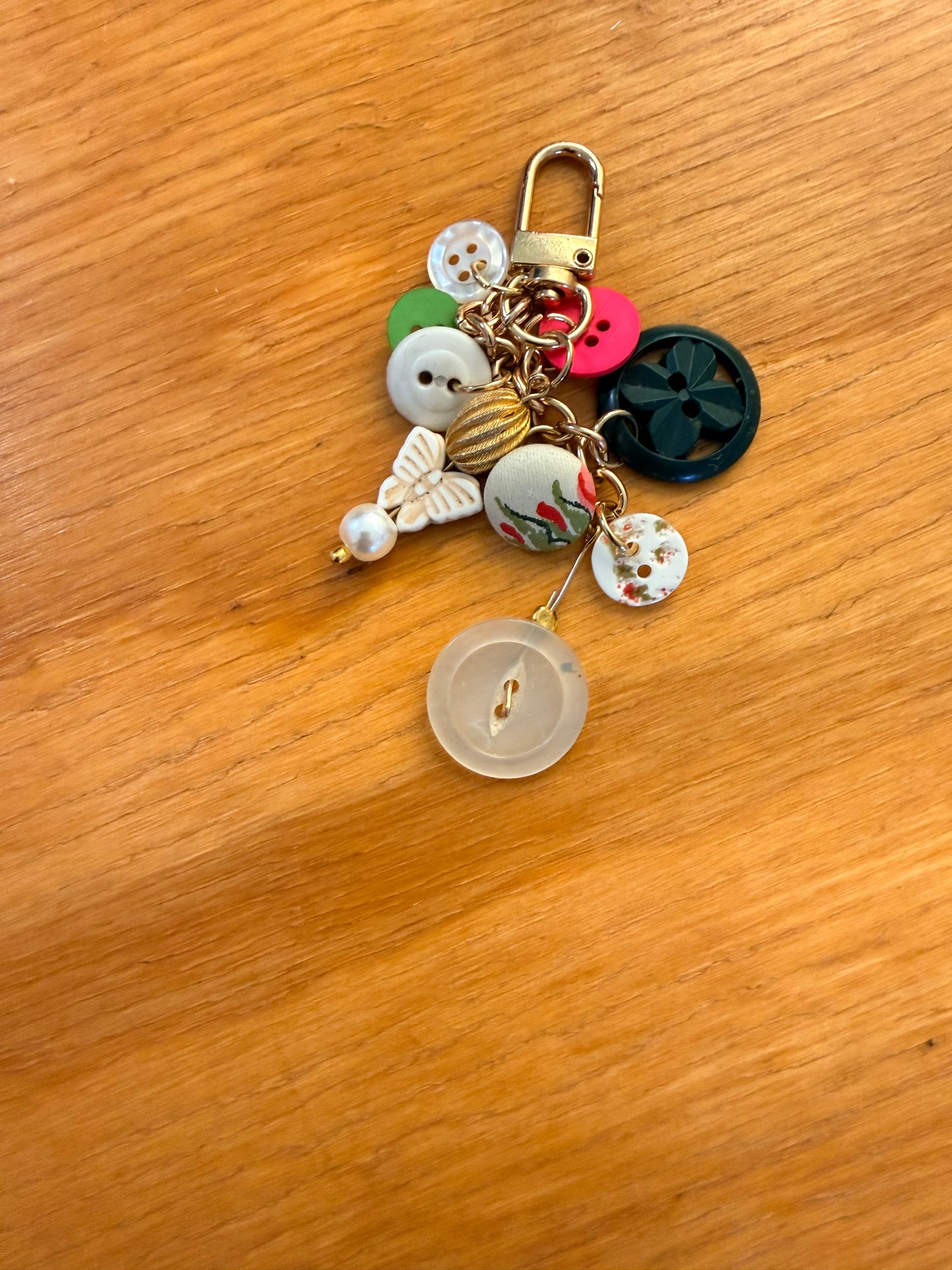 Vintage Button Bag Charm/Key Chain 3