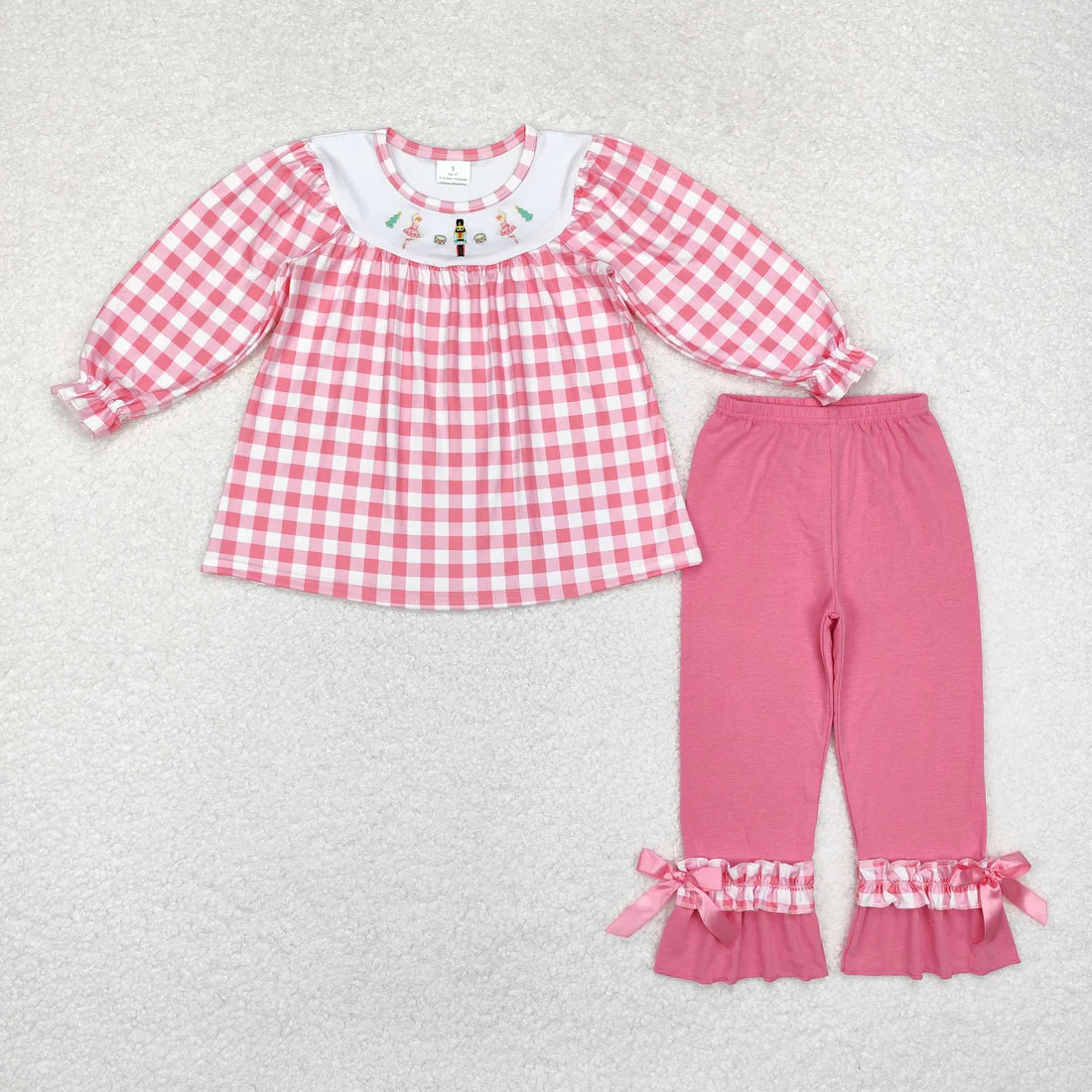 GLP1306 Embroidered Christmas Nutcracker Pink Plaid