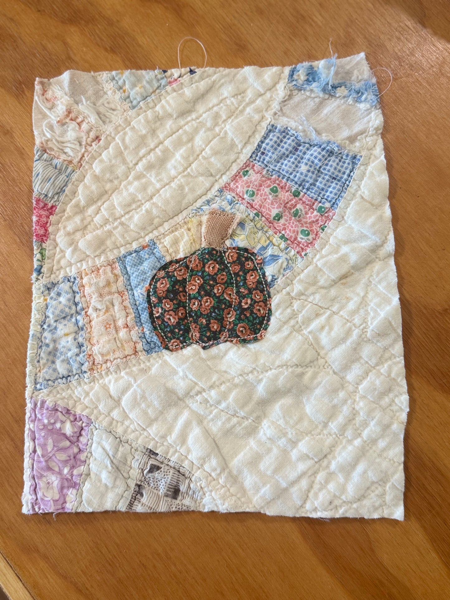 8x10 Unframed Vintage Quilt Pumpkin