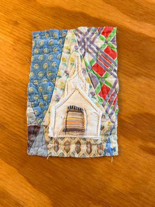 Unframed 4x6 Curch Vintage Quilt Piece 13