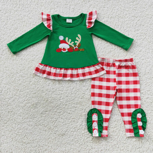 GLP0507 Embroidered Santa Reindeer girl