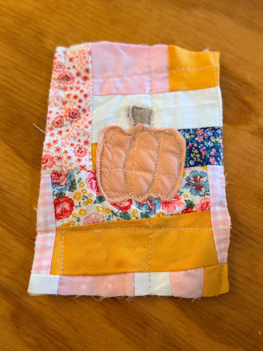Unframed 5x7 Pumpkin Vintage Quilt Piece 1