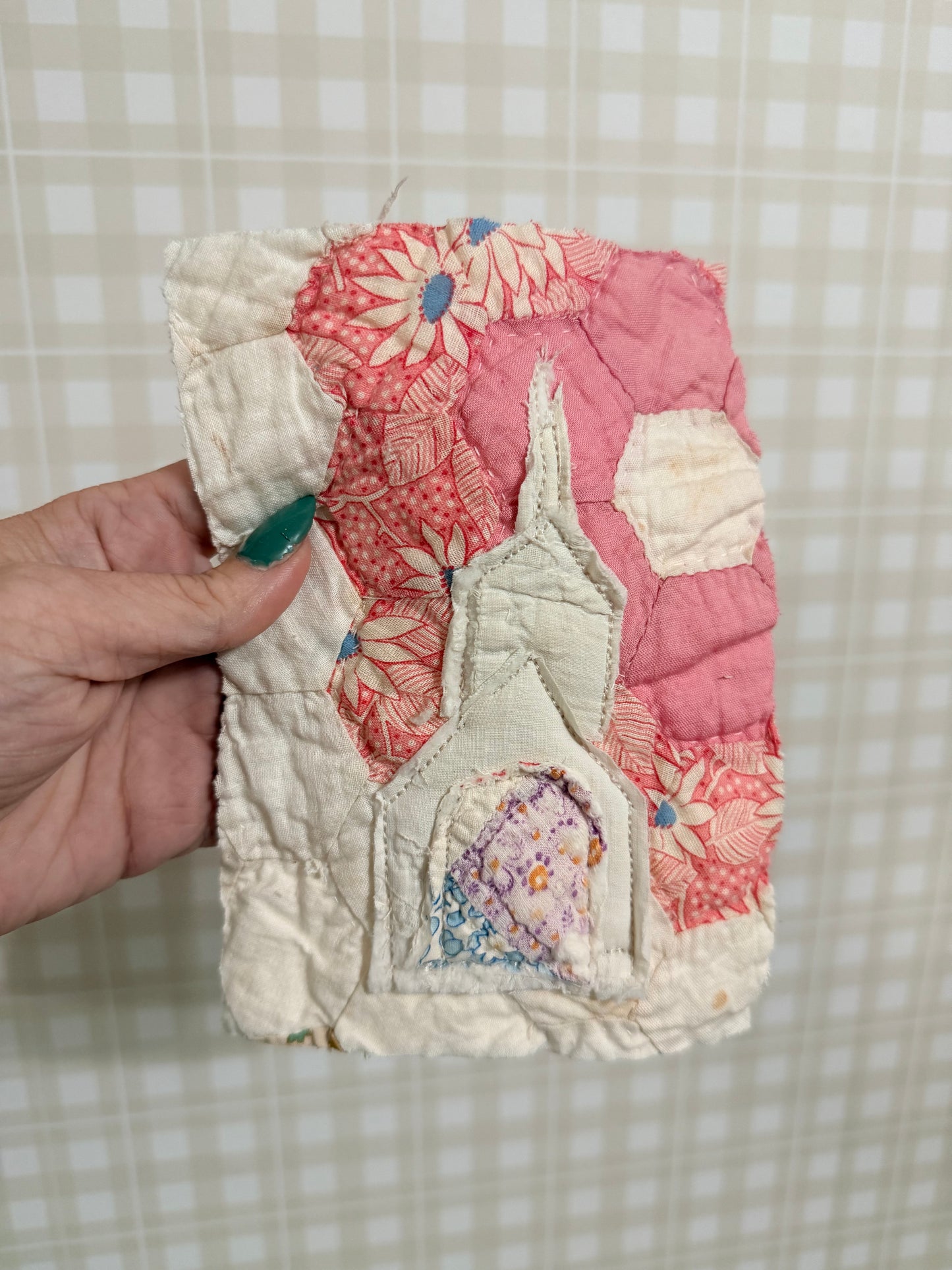 5x7 Unframed Vintage Quilt Church