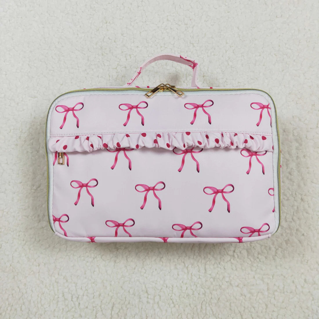 BA0234 Pink lunch box bag with bow pattern