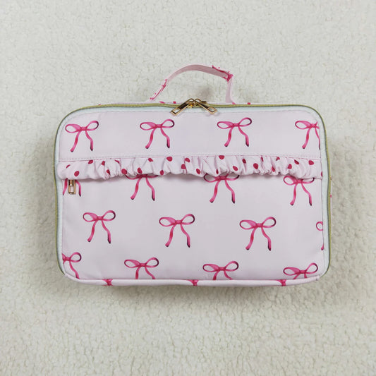 BA0234 Pink lunch box bag with bow pattern