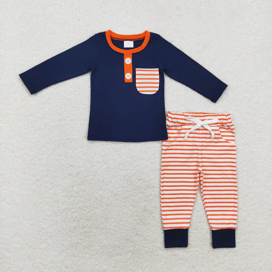 BLP0627 Orange striped pocket navy blue