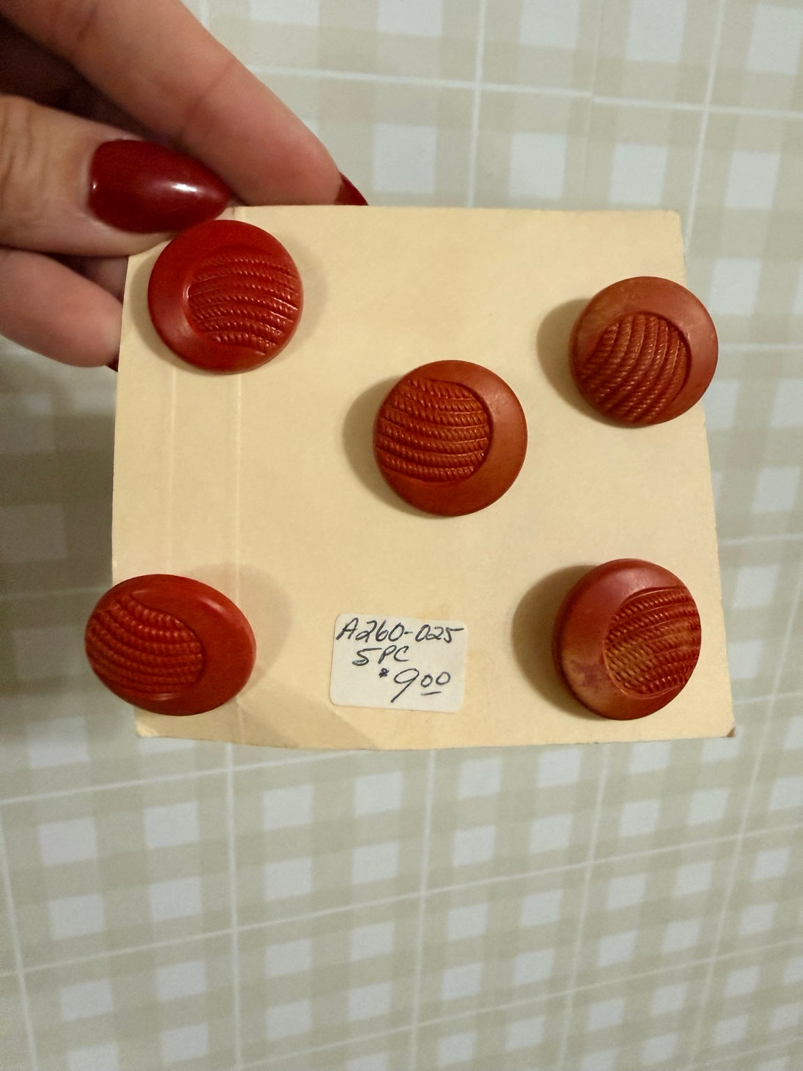 Vintage Rust Red Textured Button Set BTN-060