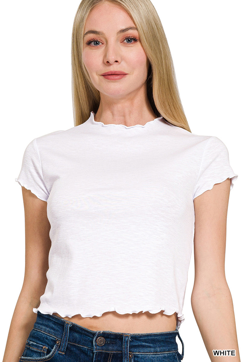 slub lettuce trimmed cropped tee