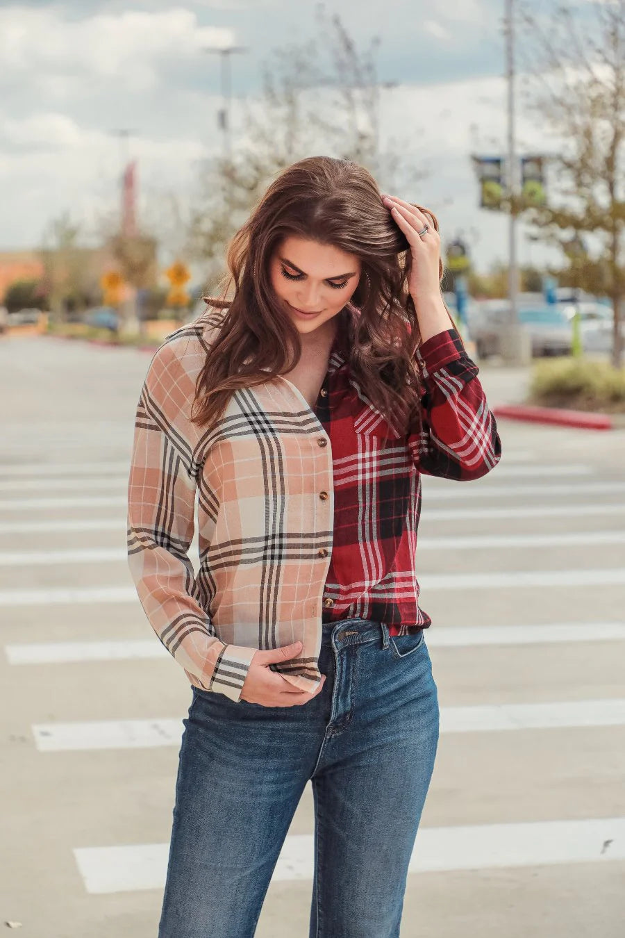 Shades Of Fall Plaid Button Up Top