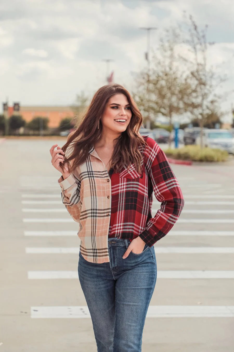 Shades Of Fall Plaid Button Up Top