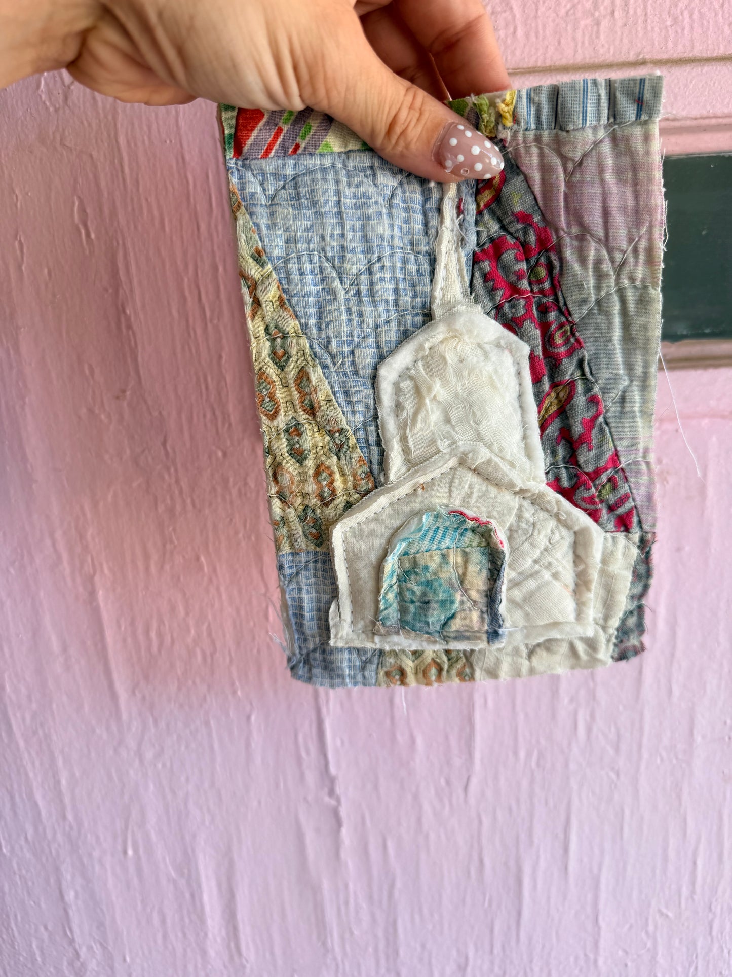 Unframed 5x7 Church Vintage Quilt Piece 15